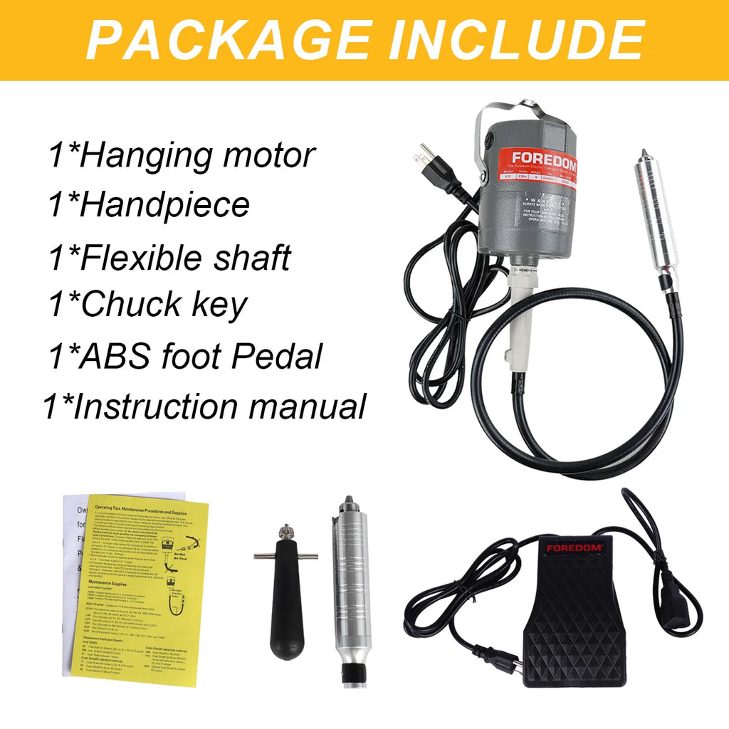 Foredom CC-30 Flex Shaft Motor Kit Hanging Rotary Tool with Handpiece Foot Pedal for Jewelry Polishing Engraving