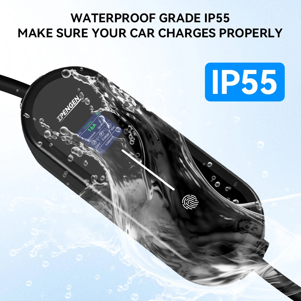 IPENGEN 3.5KW Portable EV Charger 5M Cable Type2 IEC62196/ GB/T Connector 16A 1Phase Type1 Wallbox Charging for Electric Vehicle