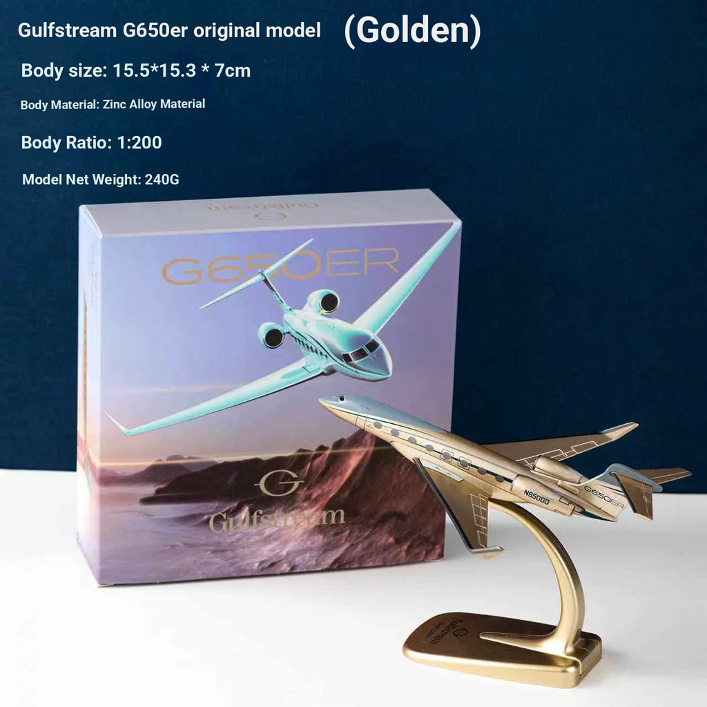 G650ER 1/200 Scale Private Business Jet Model Gulfstream Collectible Display Piece Gift Set for Model Enthusiasts