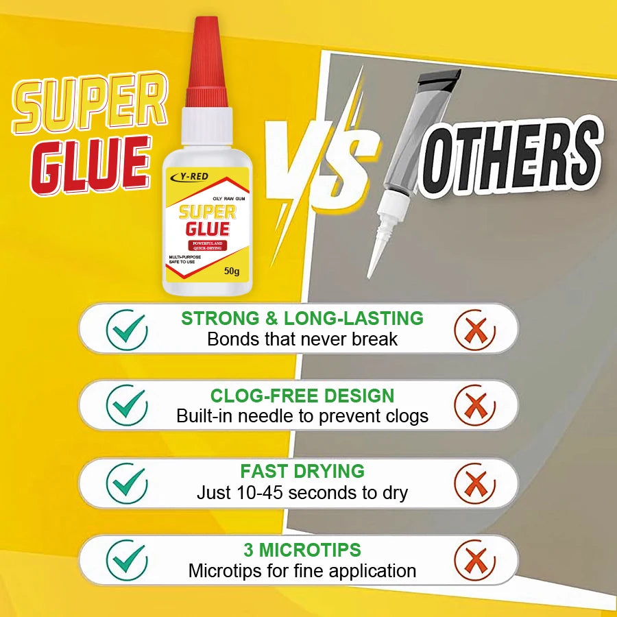 35g/50g Strong Bond Super Glue, Fast Drying Cyanoacrylate Adhesive for Leather, Rubber, Wood, Metal, Plastic, Home & Toy Repair