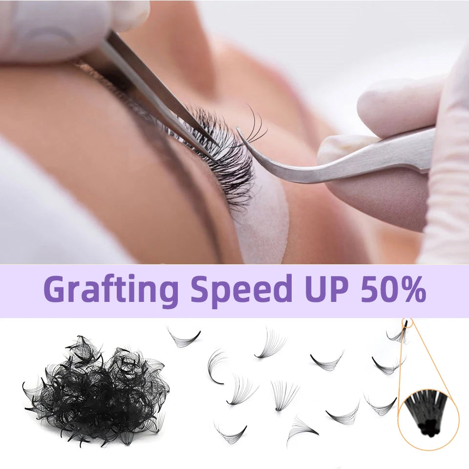 AGUUD Pro Made Fans Eyelash Extension Thin Pointy Base Promade Fans Loose Bulk Premade Fans Loose Russian Volume Lashes Cilio