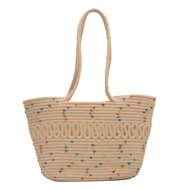 Shoulder Bag Summer Woven Bag Tote Bag Large Capacity Straw Bag for Summer Beach Holidays Women's Beach Bag Flower