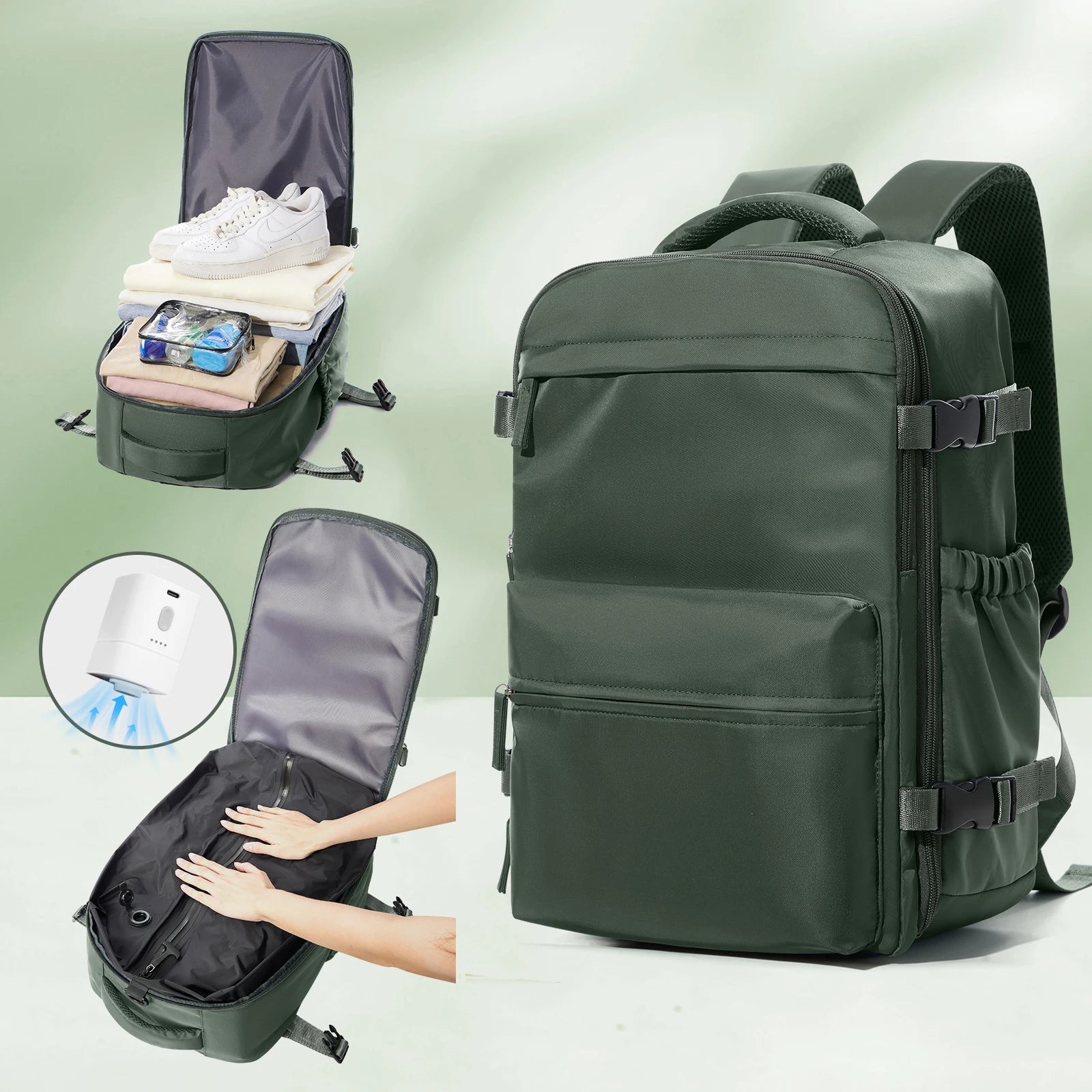 Vacuum Backpack Travel Bag for Men Large Capacity Backpack Business Laptop Backpack Women Men Expandable Backpack School Bag
