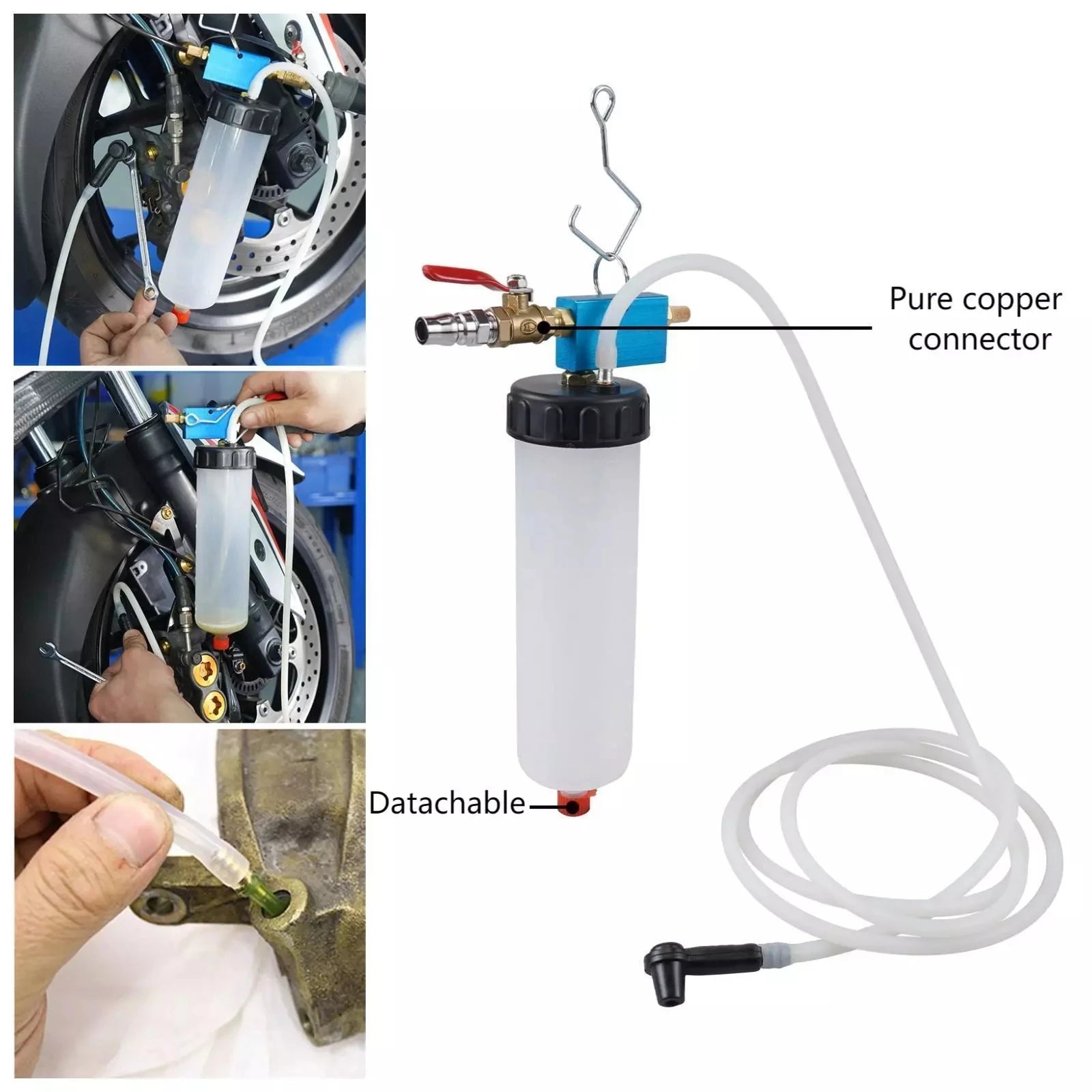 Universal Oil Change Pump Brake Bleeder Fluid Suction Hydraulic Exchange Drain Tools with Hose Extractor Pump Oil Evacuator