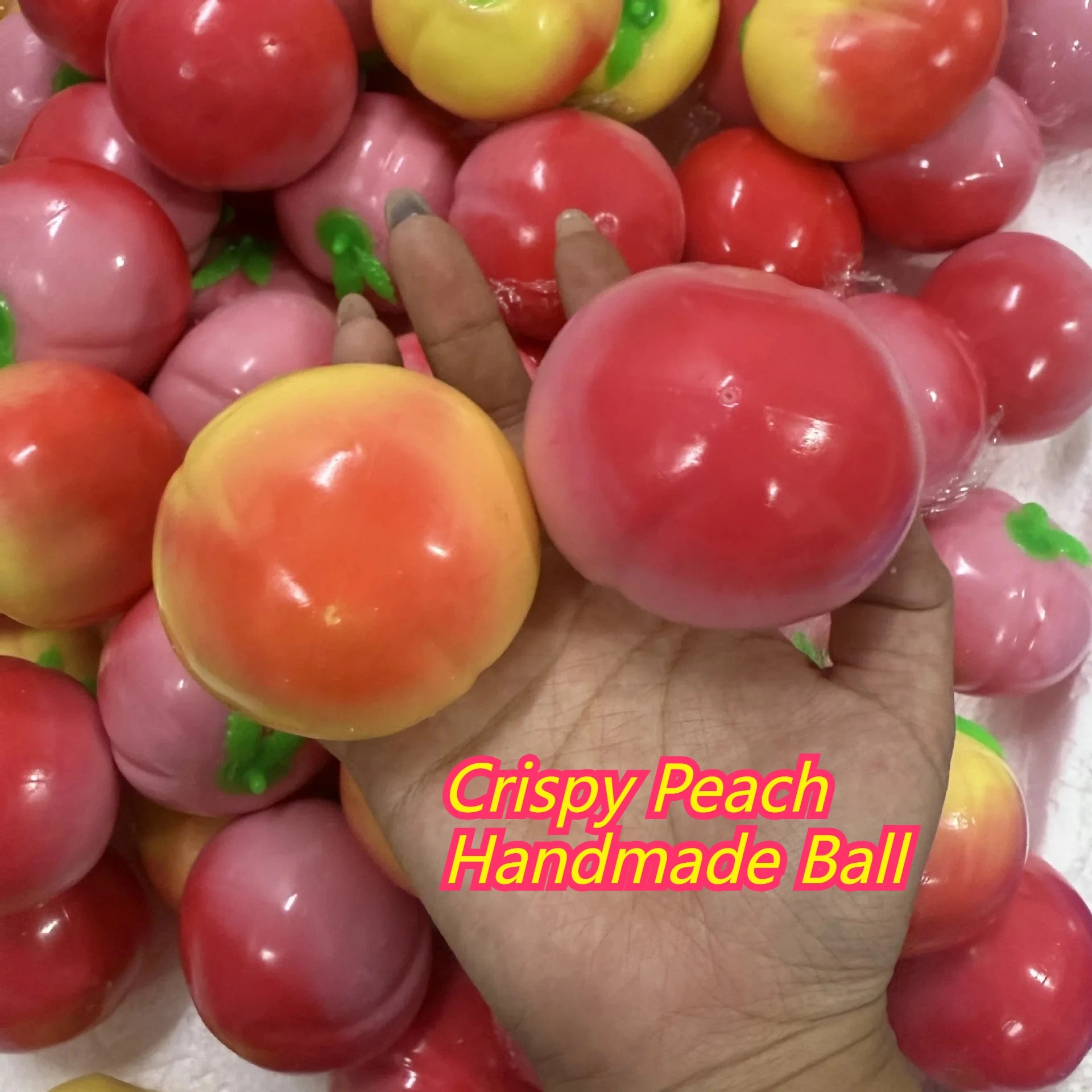 Fruit Peach Handmade Ball Squishy Toy Crispy Sound Slow Rising Stress Relief for Adults Anti-Anxiety Squeeze Sensory Fidget Toy