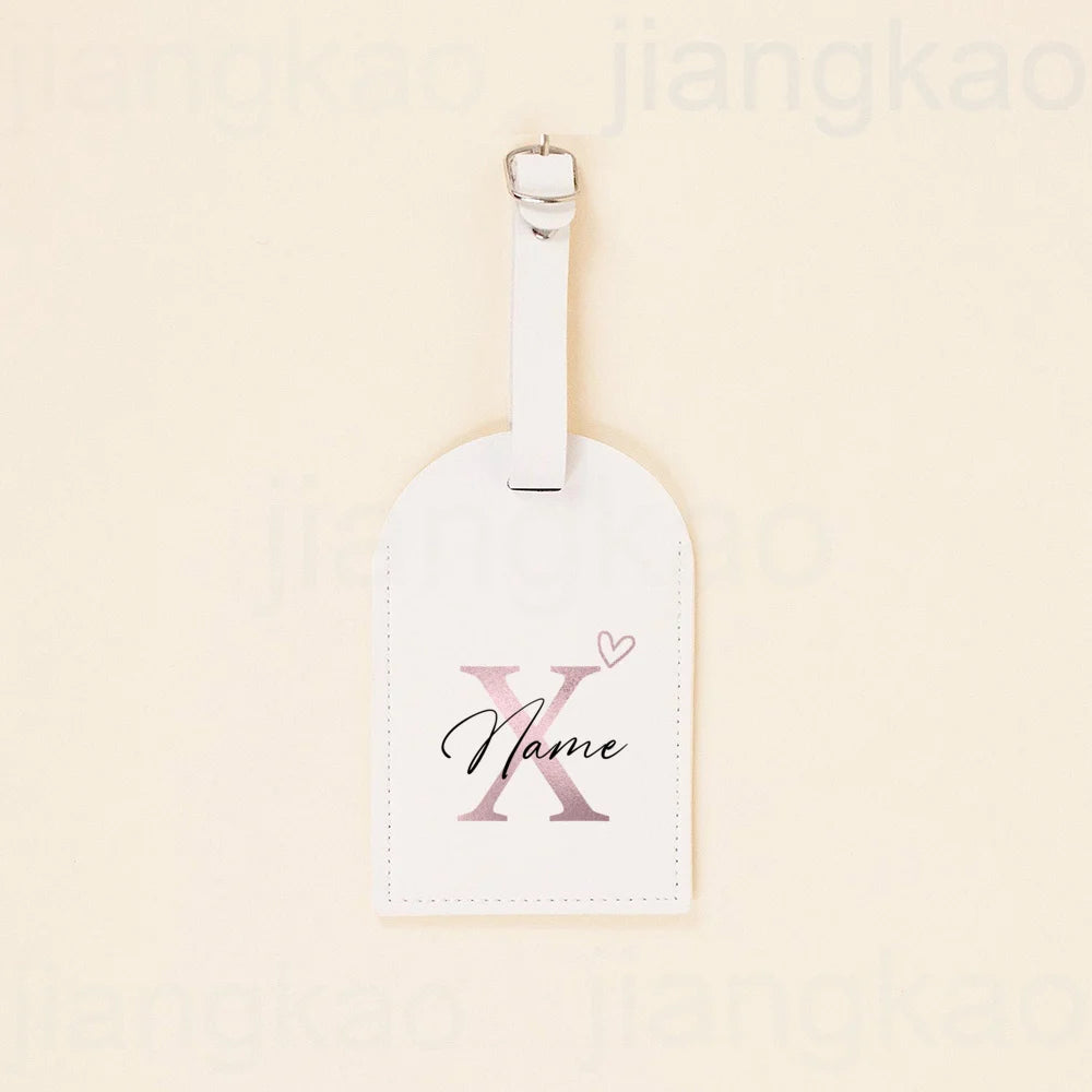 Personalized PU Luggage Tag Heart Letter with Name Suitcase Label Baggage Tags Travel Accessorie Wedding Birthday Gift for Her
