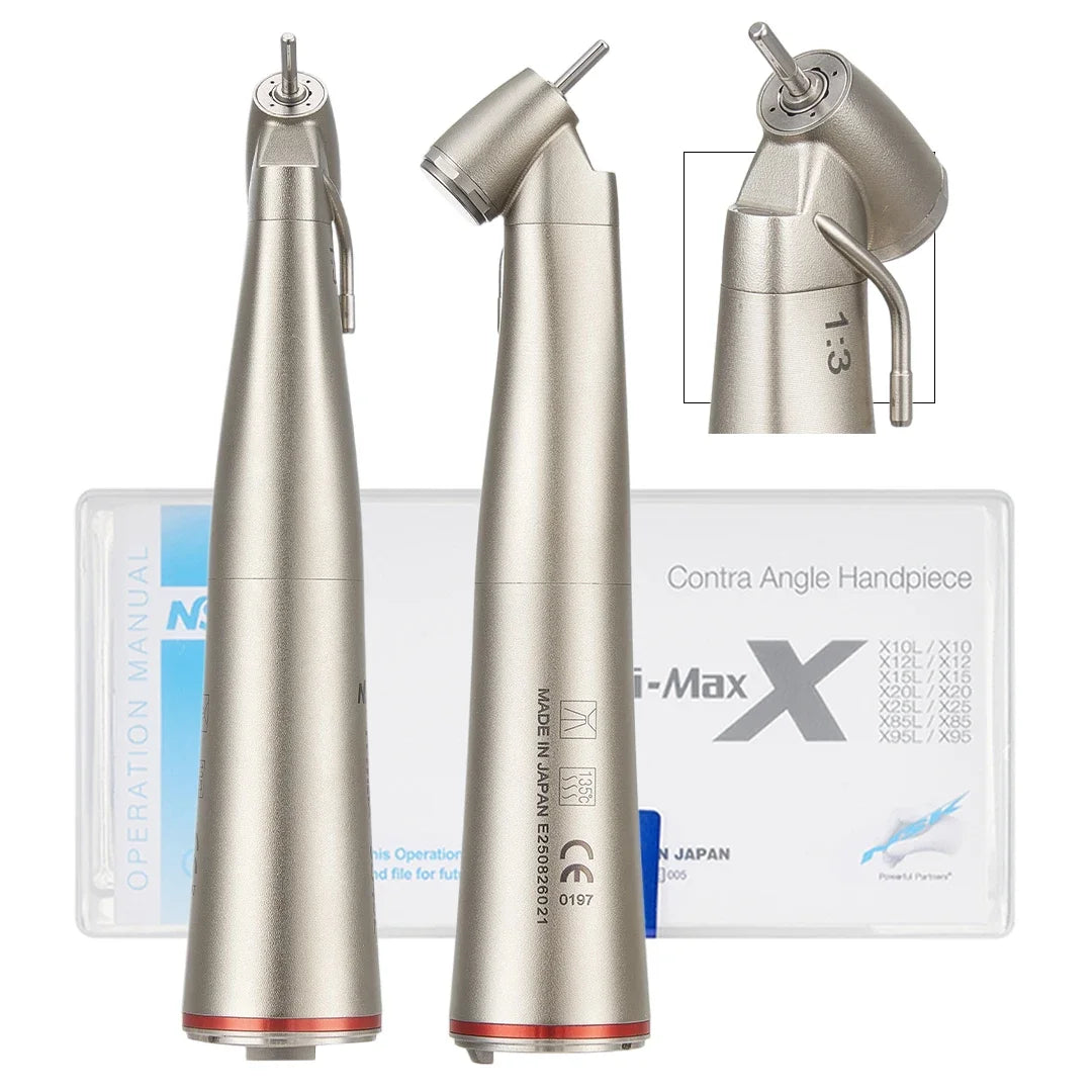 NSK Red Rings Ti Max X95L contraangulo Dental 1:5 Increasing Speed Handpiece Against Contra Angle LED Optic Fiber Quattro Spray