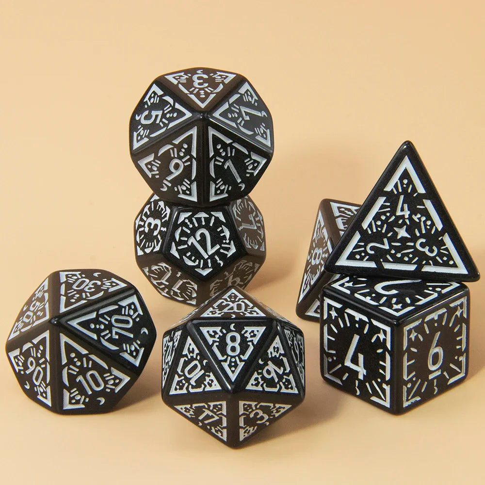 DND Polyhedral Dice Set 7pcs D4-D20, Amazing Engraved Games Dices for Souvenirst Entertainment RPG Board Game
