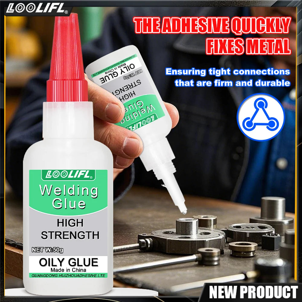 Oily Welding Adhesive, Super Glue, Metal Adhesive, Acrylic Adhesive, Home & Garden Repair Tool, For Iron Aluminum Copper Stainless Steel Wood Plastic Glass Leather Rubber, High Strength Fast Setting.