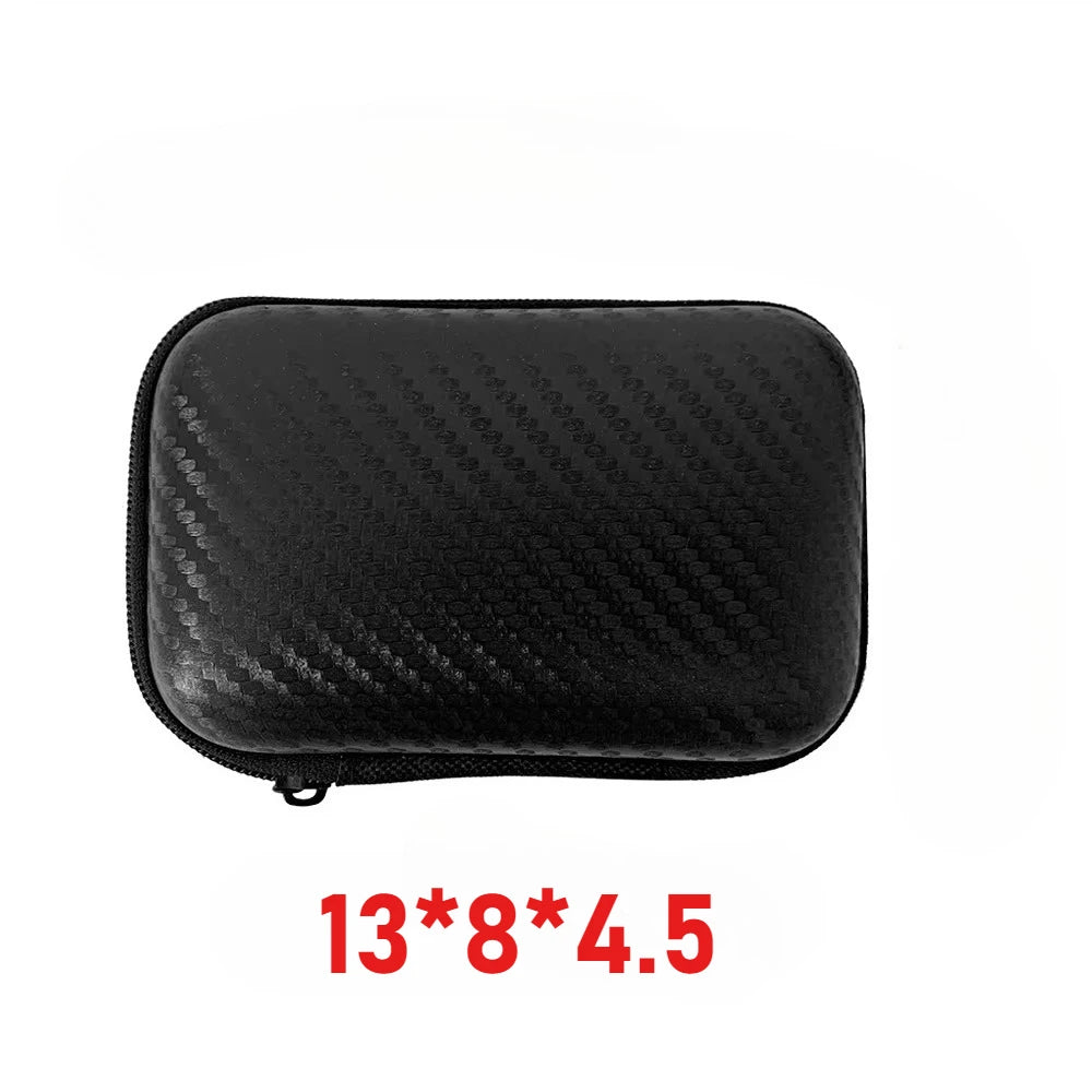 1pcs Car'S Repair Kit Money Box With Zipper Carbon Fiber Pattern Headset Terminal Disassembly Storage Bag Various Size Data Line