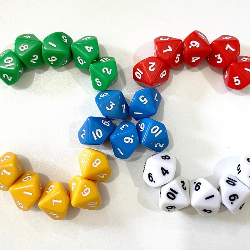 10 Pcs/set 10 Sided Digital Dice 1-10 Funny Puzzle Game  Random Color