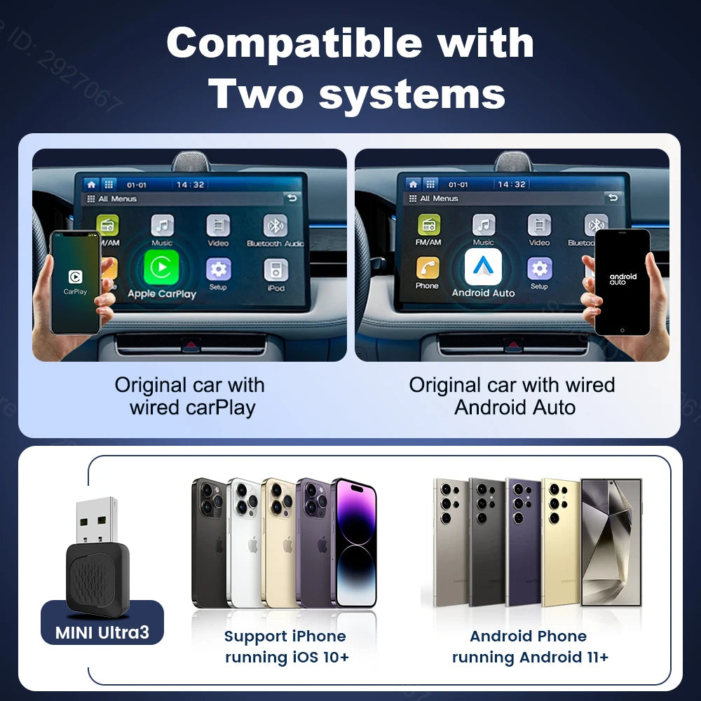CarlinKit Mini Ultra Wireless CarPlay Adapter Dual Mode Wired To Wireless Android Auto Box USB Dongle WiFi Seamless Connection