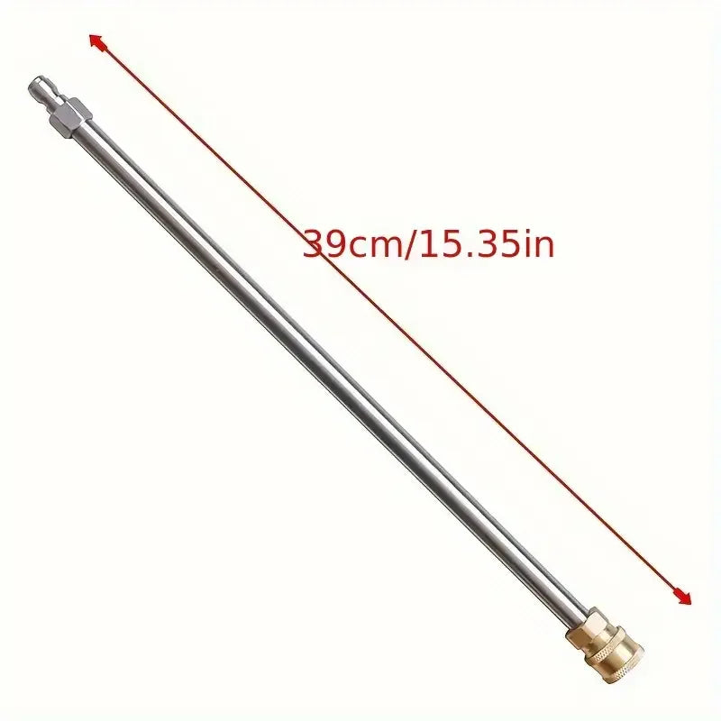 17 Inch Stainless Steel High Pressure Washer Extension Wand, 1/4" Quick Connect Male Female Plug, Cleaning Gun Accessory