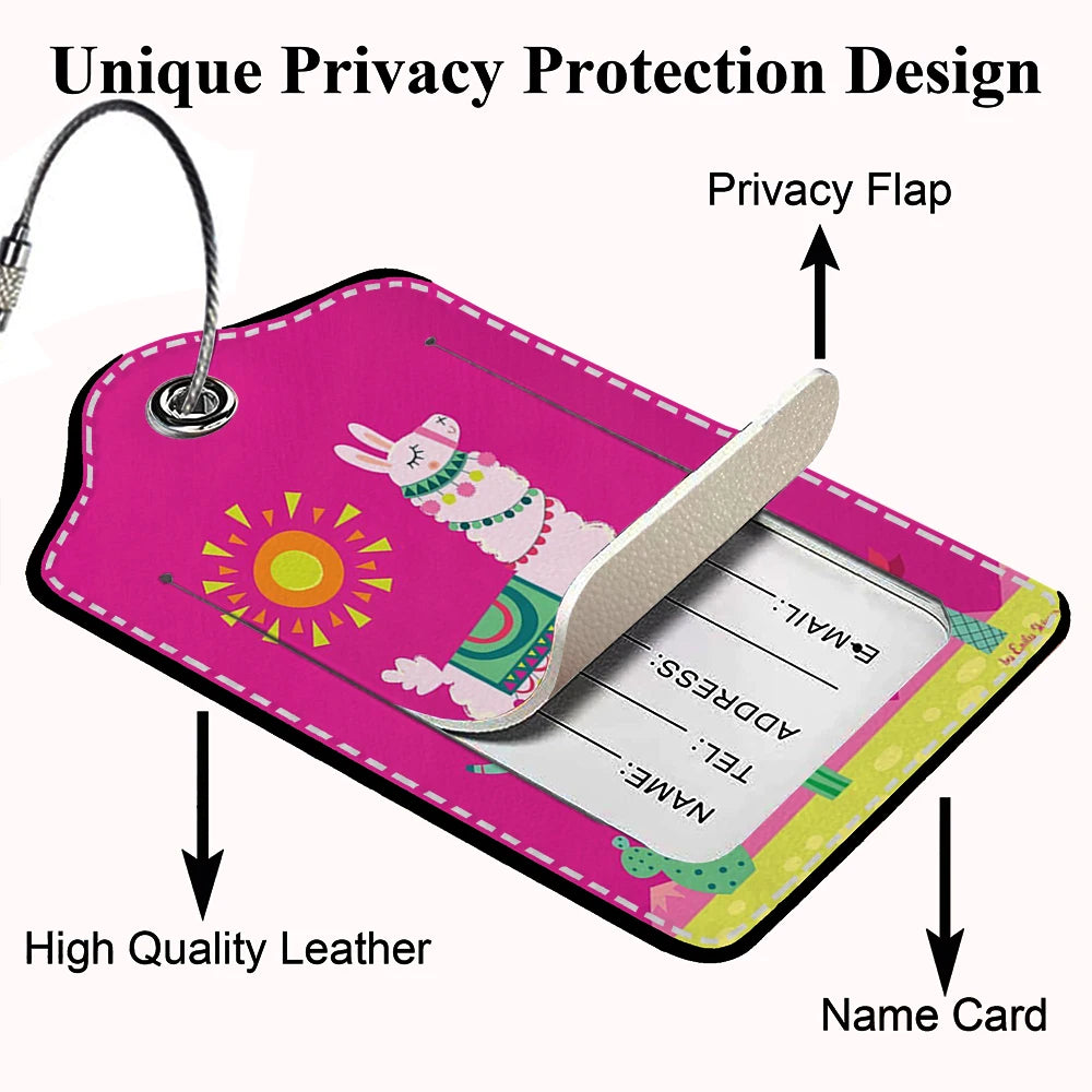HOT SALE Cute animals Leather Business Luggage Tag Suitcase Address Label Luggage Boarding Case Label Name ID Address Clip