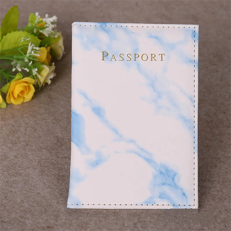 Fashion Women Men Passport Cover Pu Leather Marble Style Travel ID Credit Card Passport Holder Packet Wallet Purse Bags Pouch