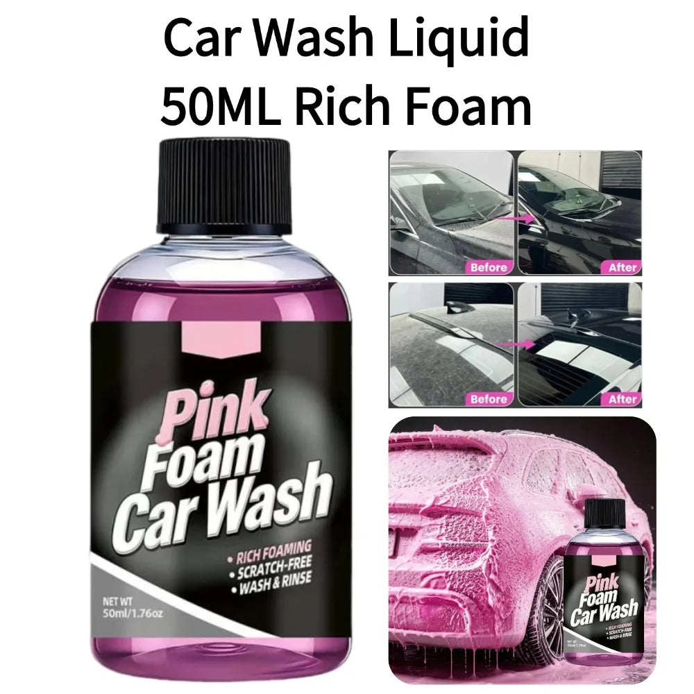 50ml Foam Car Wash Liquid Active Snow Shampoo Rich Foaming Soap Scratch Free Deep Clean with Microfiber Towel Automobile 1/5PCS