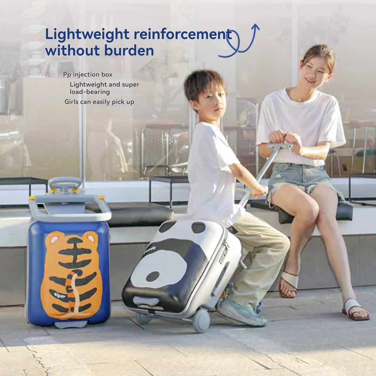 1-Piece Set of Children's Luggage That Can Be Used as a Ride-On Suitcase and Carry-On Travel Suitcase, a Travel Essential That Can Be Disassembled, Suitable for Children Aged 2-12