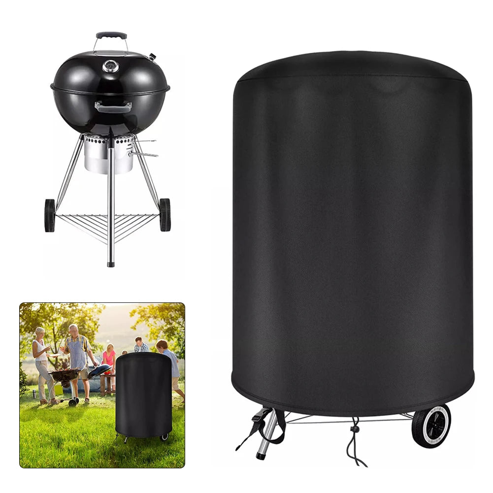Round Grill Cover Outdoor Dustproof Kettle BBQ Cover For Raweao Kettle BBQ Cover For Weber 57Cm Waterproof Barbecue Cover