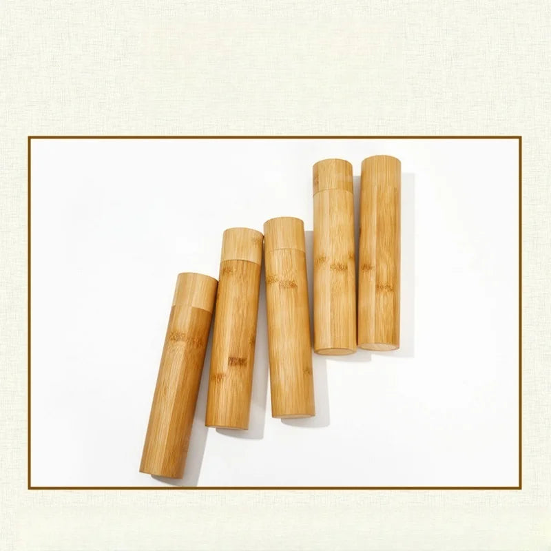 23cm Length Empty Bamboo Toothbrush Tube & Tea Bottle Eco-Friendly Toothbrush Case Travel Portable Tooth Brush Holder Box