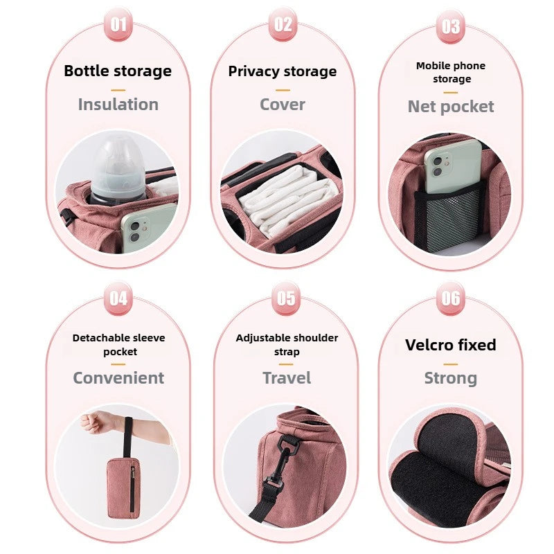 Baby Stroller Storage Baby Travel Hanging Bag Mummy Shoulder Bag Phone Bottle Holder Pram Diaper Bag Baby Stroller Accessories