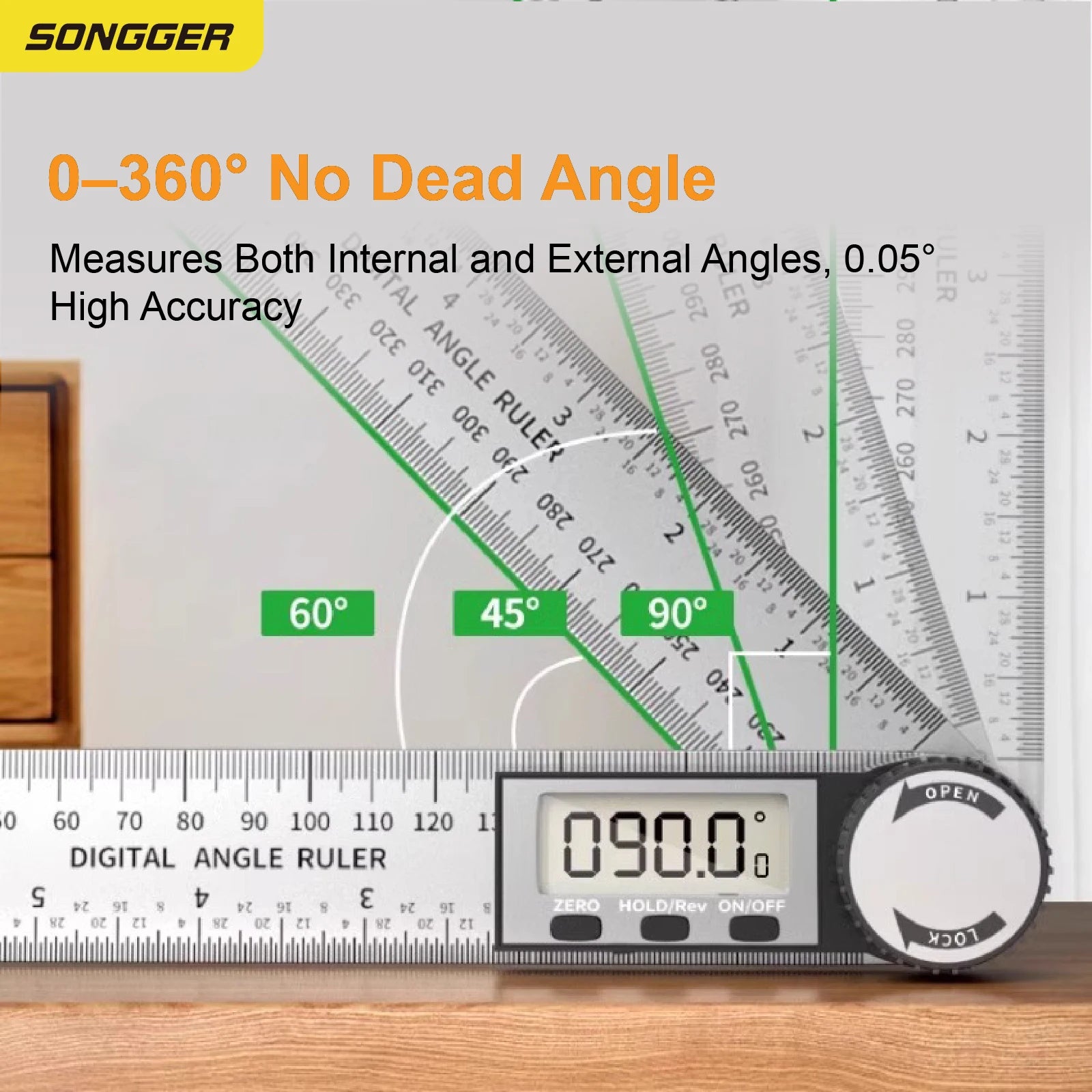 Digital Angle Finder LCD Digital Protractor 360 Degree Angle Gauge Electronic Inclinometer 7 Inch 200mm Precision Angle Tool