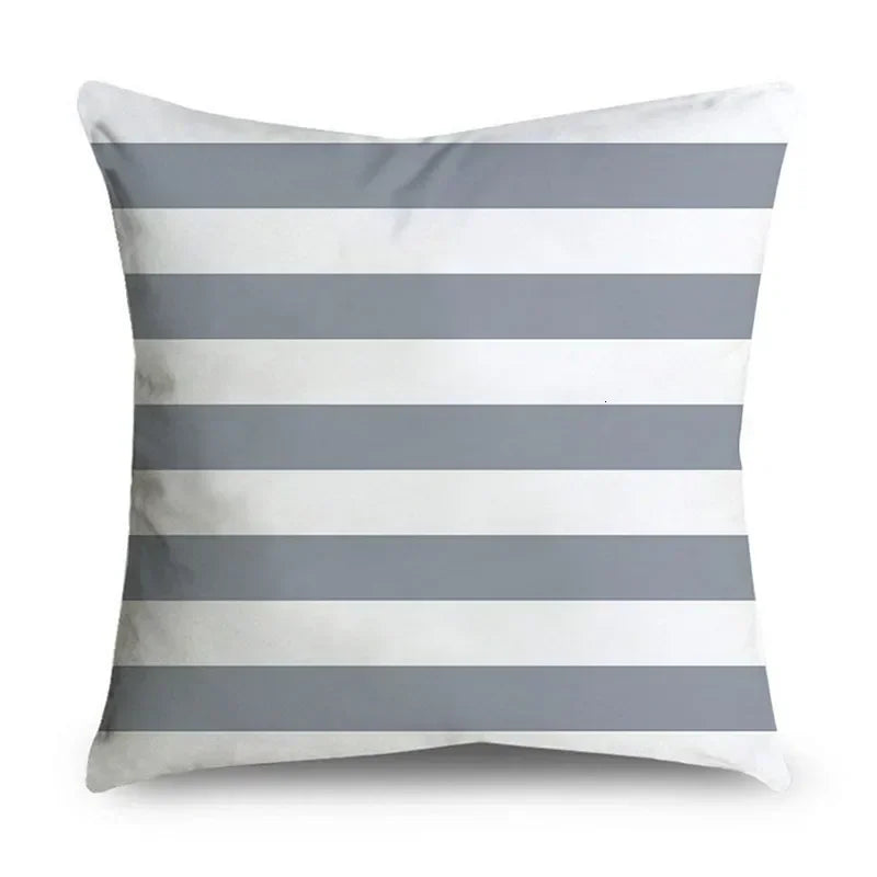 Gray Striped Geometric Double-sided Printed pillow cover Short plush Suitable living rooms bedrooms sofas throw cushion cover