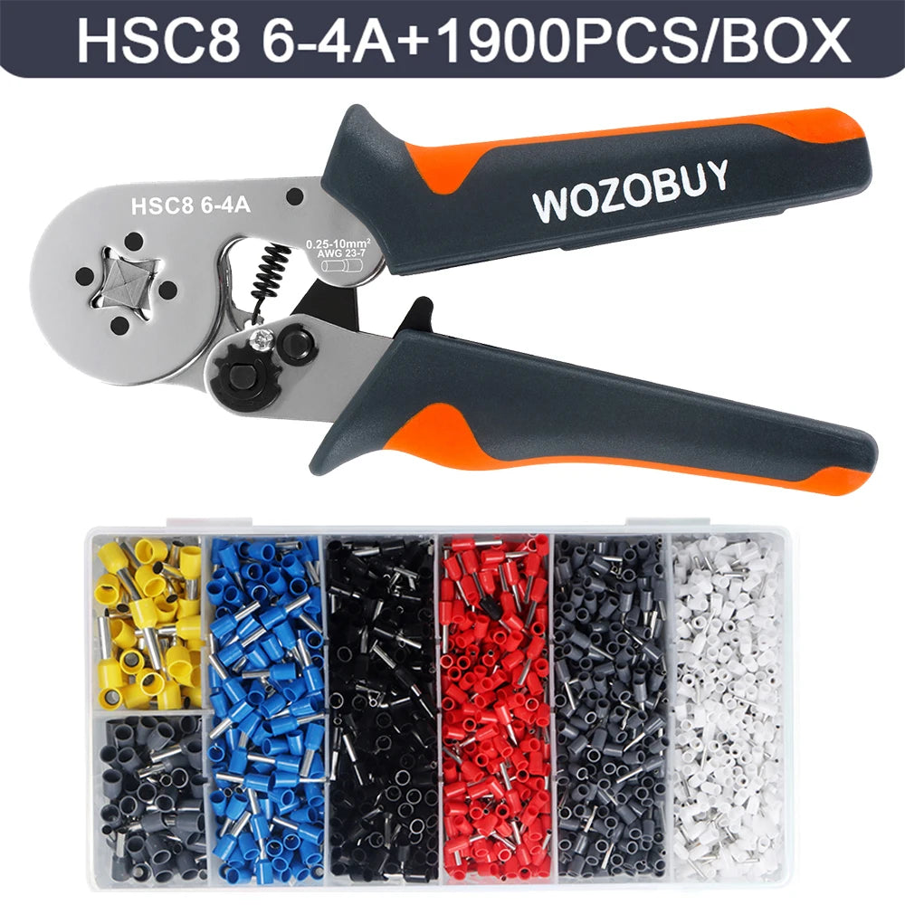 Hexagonal Ferrule Crimp Tool Wire Ferrule Crimping Tool HSC8 6-6/6-4 Self-adjustable Ratcheting Crimper for AWG23-10 0.25-6.0mm²