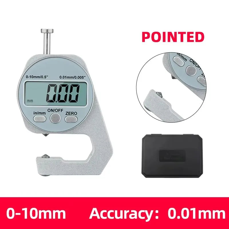 Digital Display Thickness Gauge Zinc Alloy Electronic LCD Micrometer Metric Imperial Wall Thickness Measurement Tools 0-10/20mm
