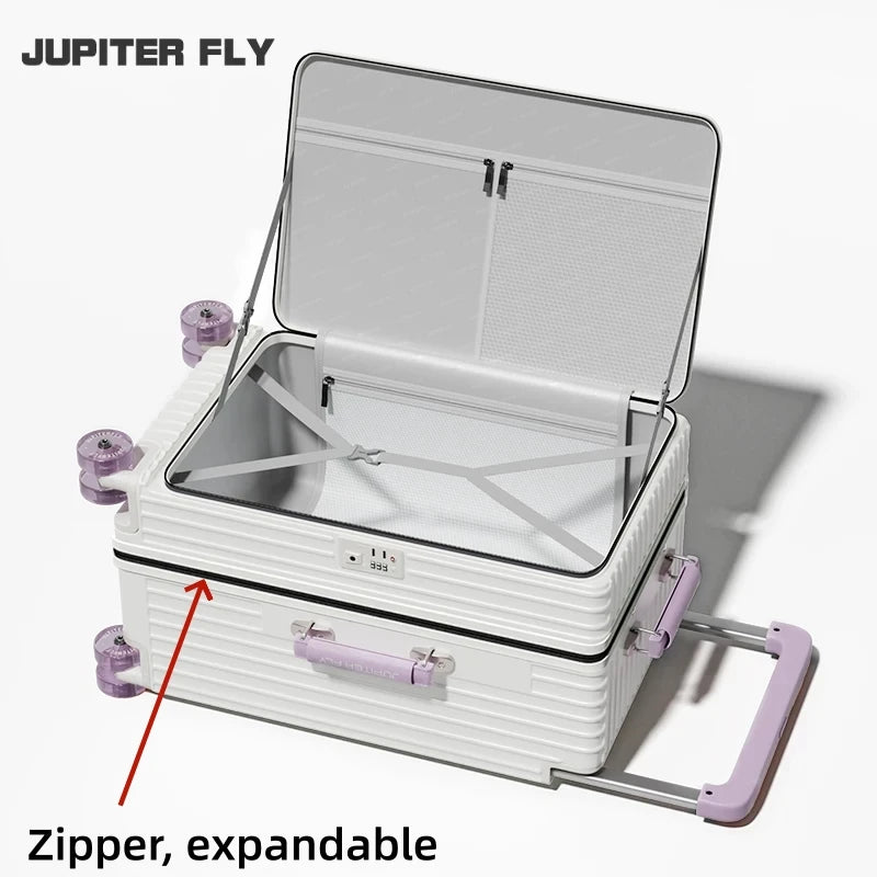 Side Opening Rolling Luggage Wide Trolley Travel 1:9 Deep Warehouse Suitcase with Skating Spinner Wheels TSA Lock PC Material 20