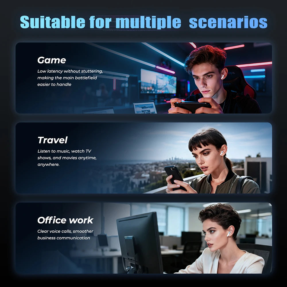 2026 Language Translator Earbuds HTC NE49 TWS Low Latency Gaming Earphones Bluetooth HiFi Stereo Sound HD Call With Mic