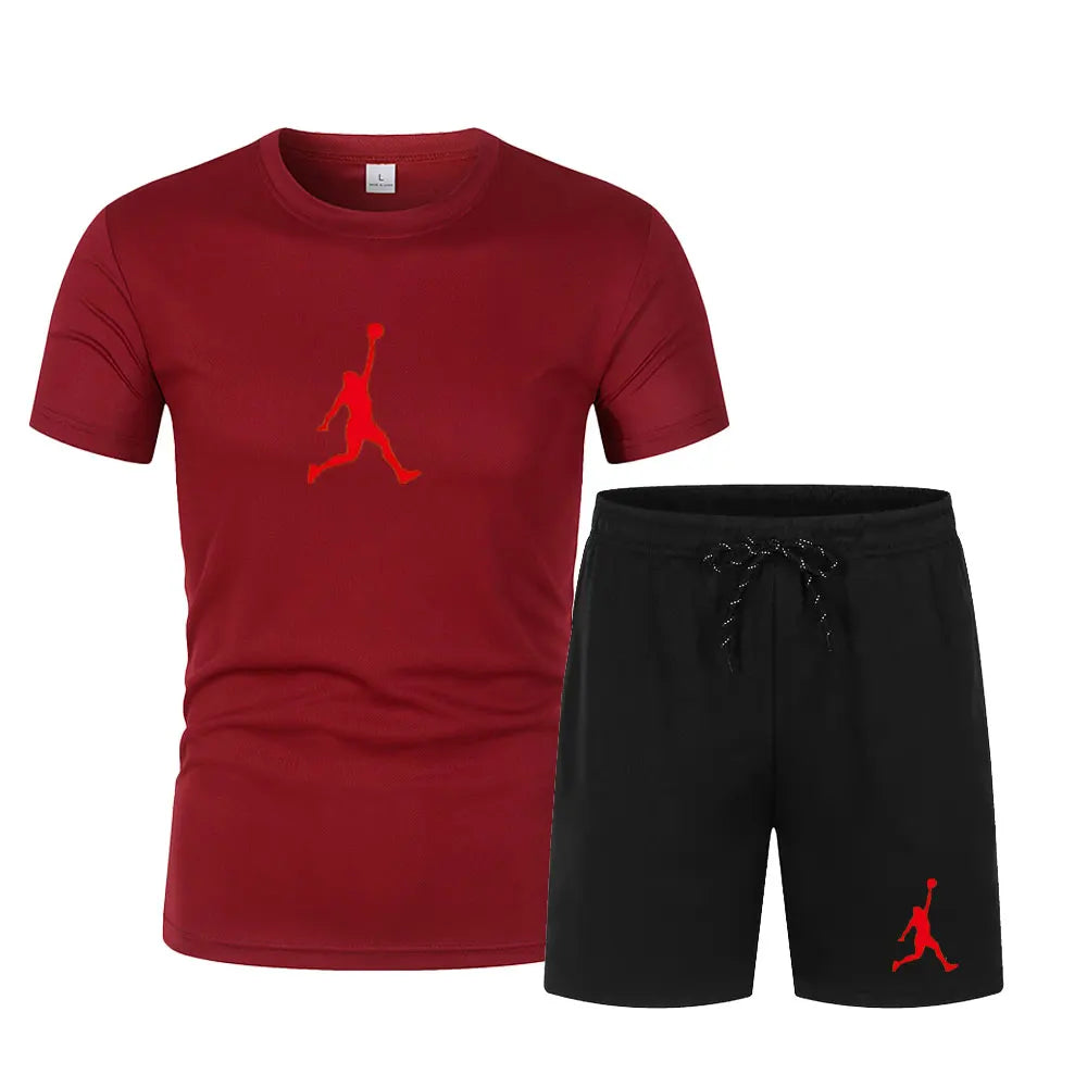 2026 Summer Fashion Printed Men's Shorts Set Two Piece Set, Men's Quick Drying Breathable Sports Set Short Sleeve T-shirt Set Me