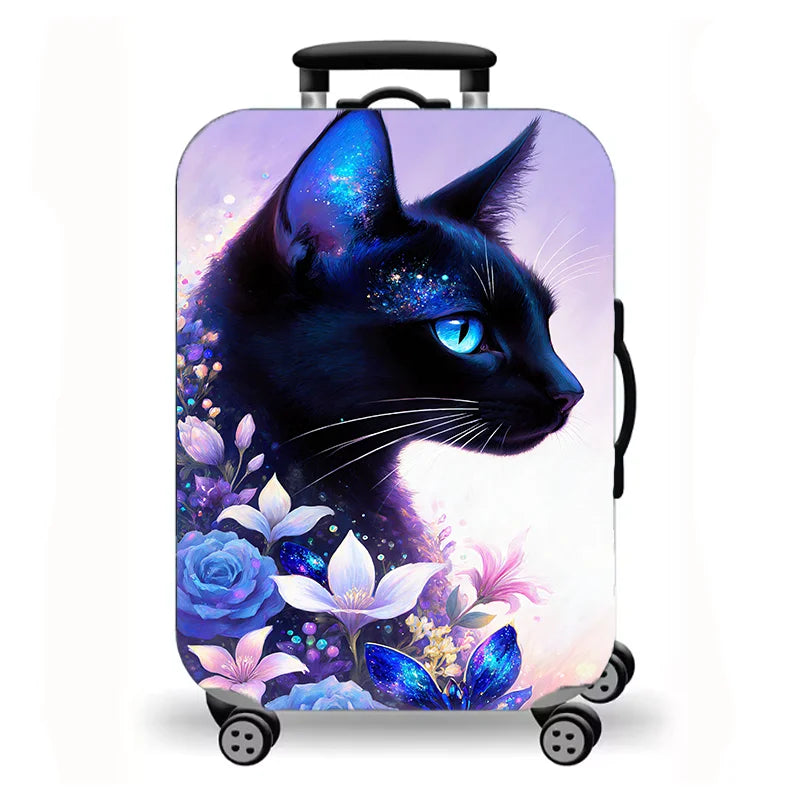 Luggage Cover, Cute Cartoon Cat Kitten Fantasy Print Stretch Suitcase Protector, Washable Anti-Scratch Travel Baggage Cover