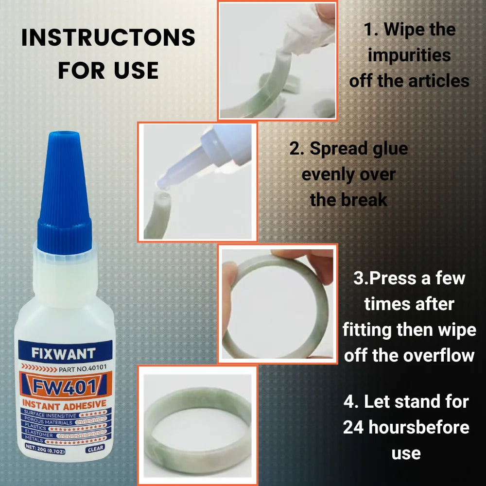 20g FW401/406/495/480 Super Glue Instant Quick-Drying Cyanoacrylate Adhesive Leather Rubber Wood Metal Strong Bond Liquid Glue
