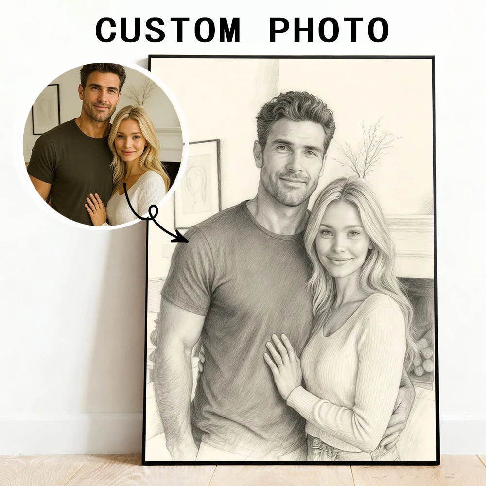 Personalized custom sketch style canvas printing poster portrait photo art printing home decoration gift frameless