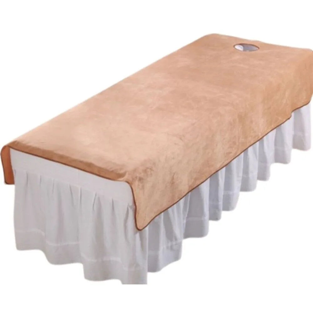 Comfortable SPA Bedspread with Face Hole Thickened Soft Beauty Salon Bed Sheets Velvet Cosmetic Bed Sheet
