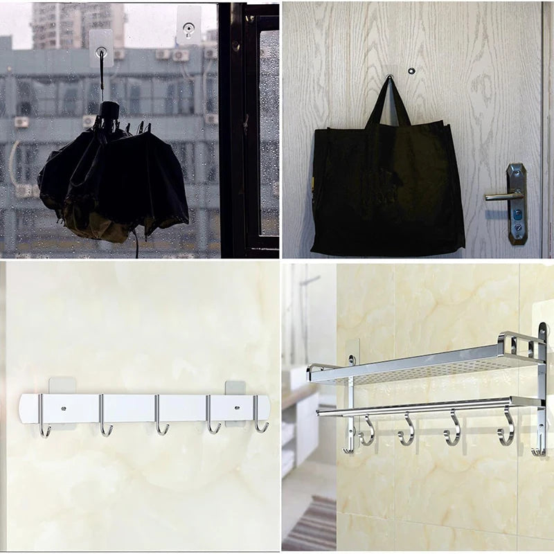 Nail Free Wall Hook Screw Adhesive Non-Trace Hook No Drilling for Bathroom Shower Kitchen Installation Hanging