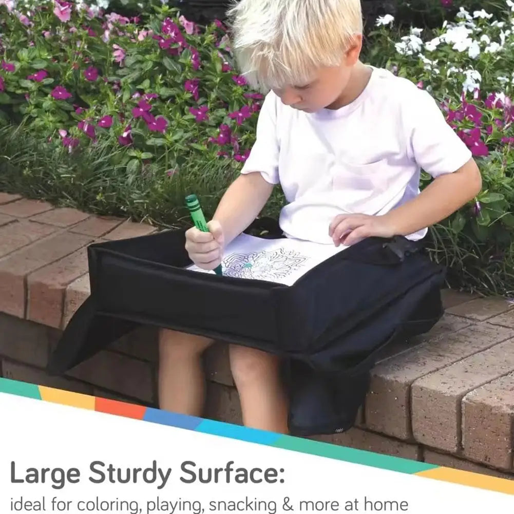 Foldable Car Seat Travel Tray Portable Car Interior Safety Seat Play Table with Storage Pockets For Kids Dining Drawing Organize