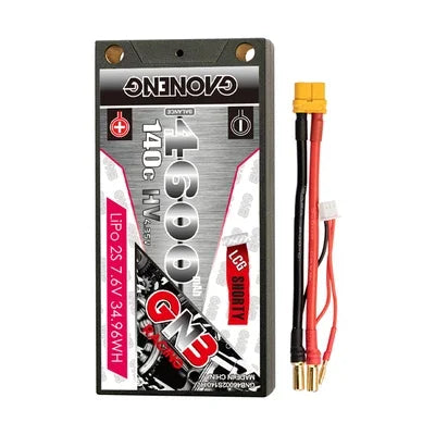 GAONENG GNB 4600/6000/6300mAh 2S 7.6V 140C 280C HV Hardcase SHORTY GNB LiHV Battery With 5.0mm Bullet XT60/T For 1/10 RC Car