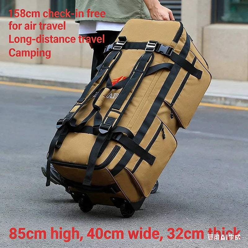 90/110l Large Capacity Travel Backpack Foldable Belt Wheel Travel Bag Multi Functional Shipping Bags Wear-Resistant Luggage Bag