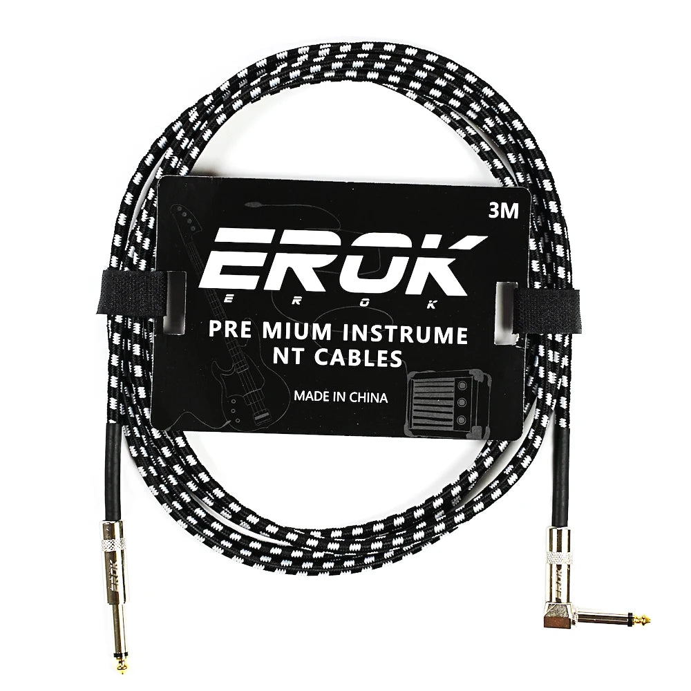 EROK 1.5/3/6/10M Guitar Audio Cables Anti-Noise Line 6.35mm Male to Male Colorful Braided Line Pedal Guitar Bass Universal Cable