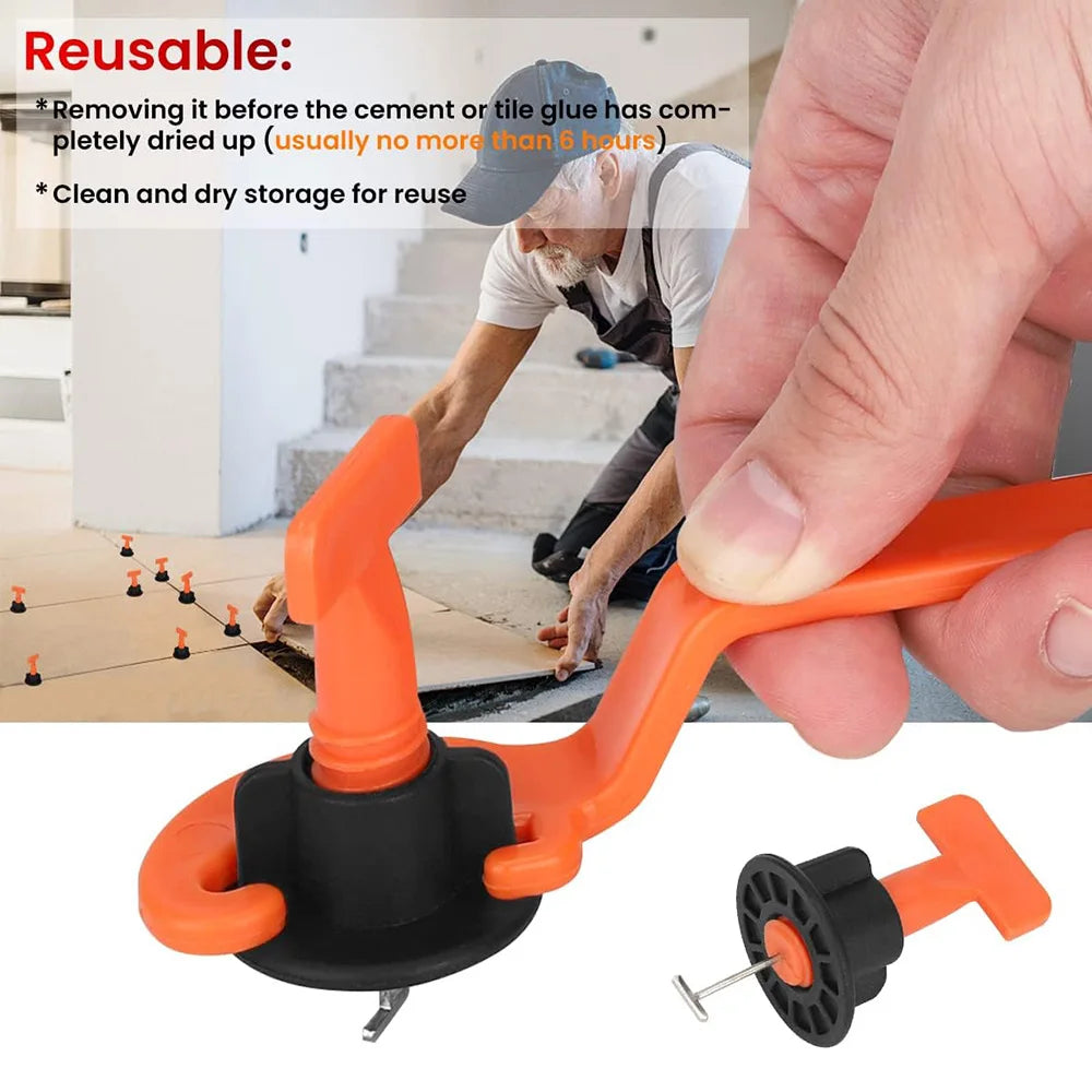 50pcs Tile Levelling System Kit Reusable Tile Equaliser Spacer, Construction of Walls,Floors,Wedge Tool Decoupling Mat for Tiles