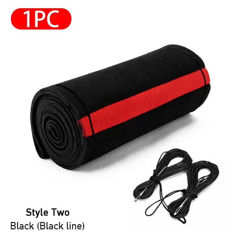 Premium Fur Steering Wheel Cover Universal Car Steering Wheel Braid Cover with Needles and Thread Anti Slip Interior Protector