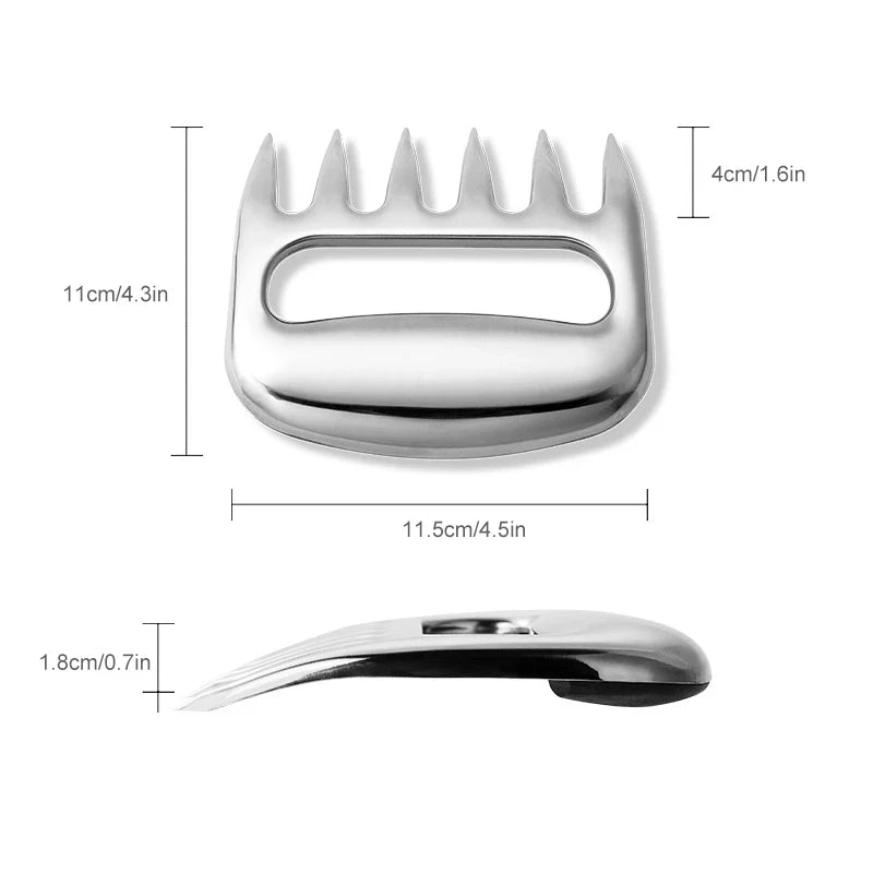 YOMEEI 2 Pcs/Set Stainless Steel Bear Claw Non-stick Meat Shredder Claws BBQ Meat Claws BBQ Fork Food Meat Separator BBQ Tools