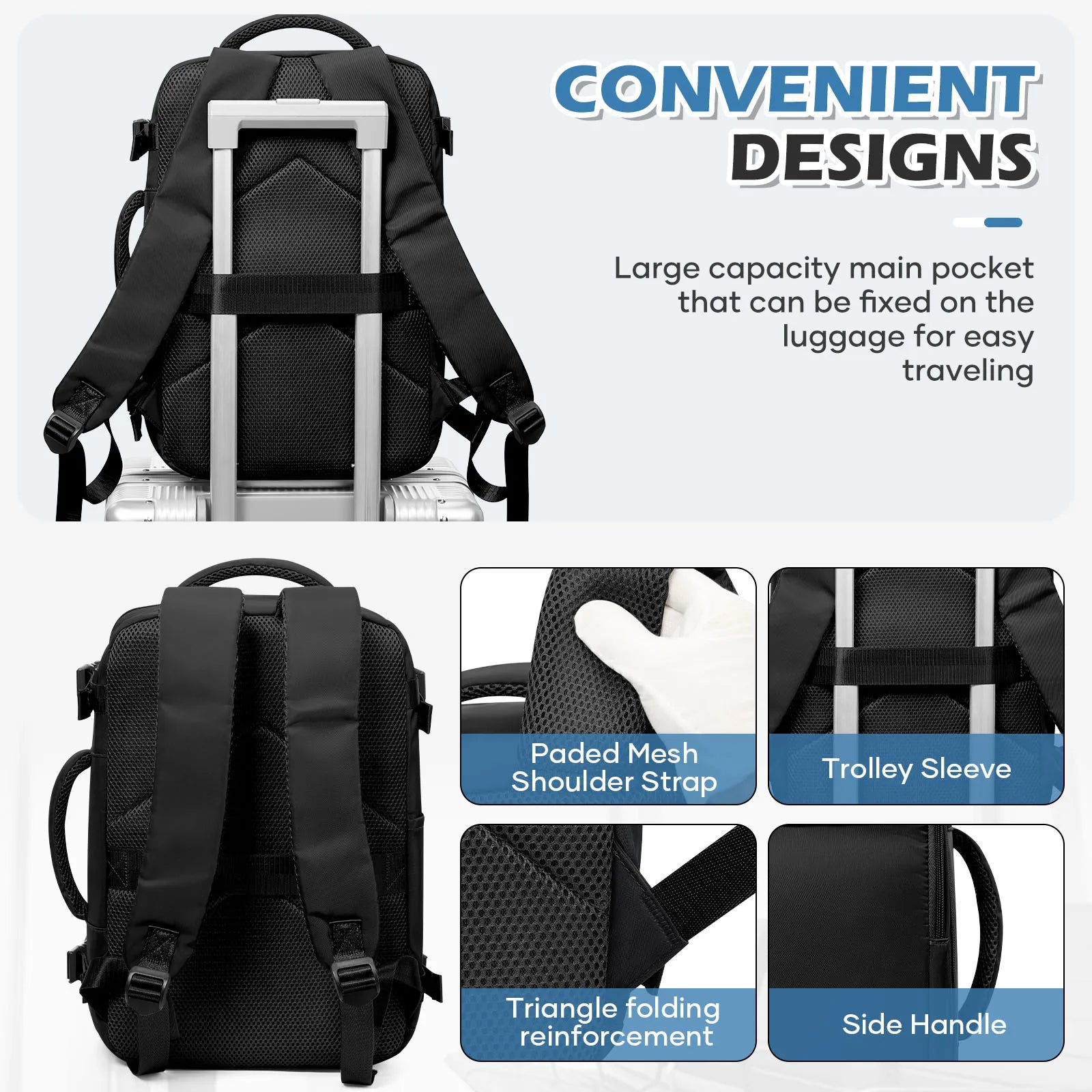 Men 15.6 inch Laptop Bag Cabin Airplane Travel Backpack 40x20x25, Able Carry Hand Luggage Backpack Ryanair, College Backpack