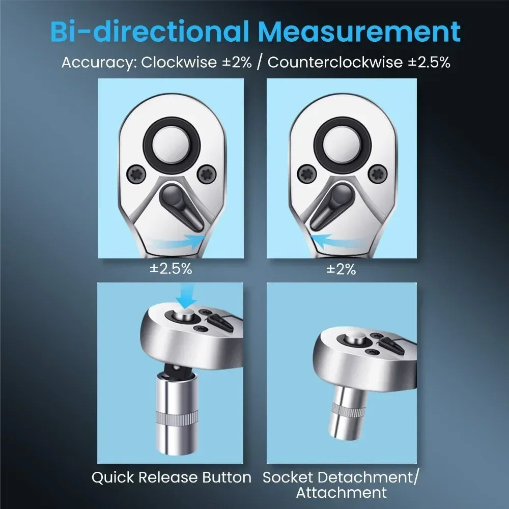 1/2" 3/8" Digital Torque Wrench Professional Torque Adjustable Wrench Data Save Bike Car Bicycle Repair Torque Tool Key