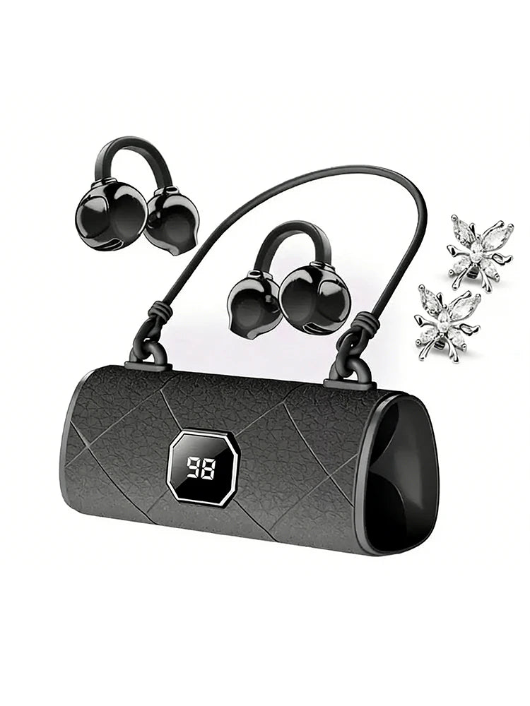 X22 Clip-On Wireless Bluetooth Headphones with Diamond Butterfly Ear Clips Noise-Canceling Headphones Type-C Charging For Gift