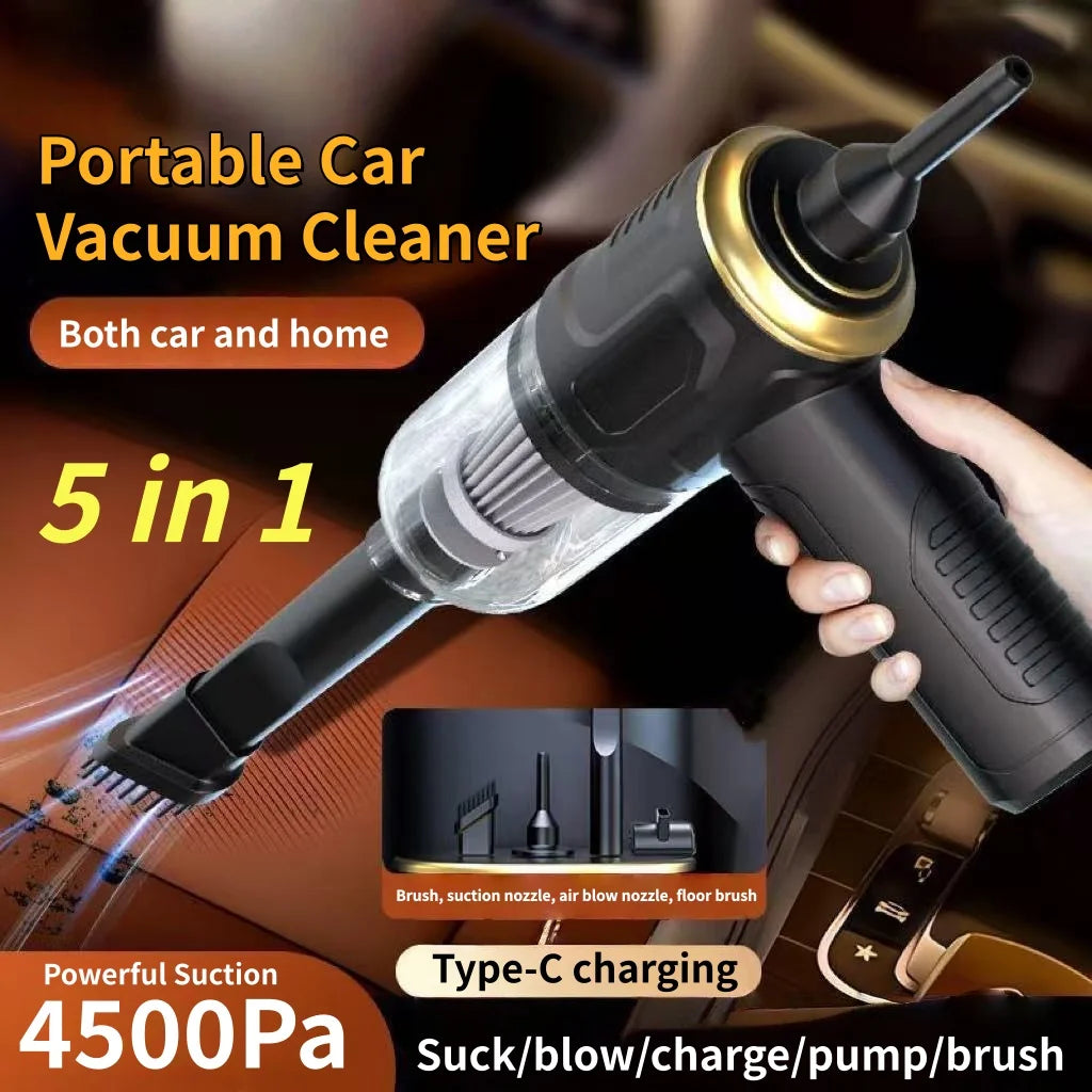 5-in-1 Portable Cordless Handheld Car Vacuum Cleaner Wet Dry High Power Rechargeable Home Cleaner Aspirateur Sans Fil