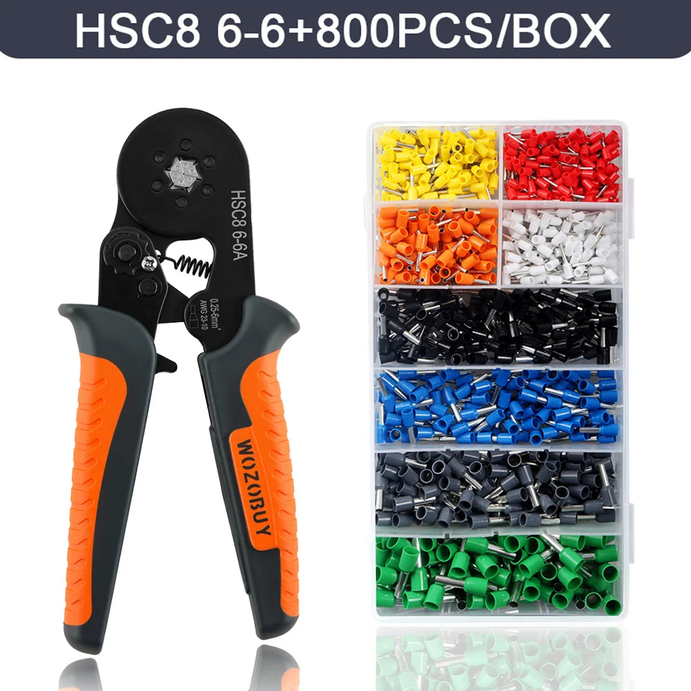 Ferrule Crimping Tool Kit , Ratchet Pliers  with Wire End Ferrule Terminals, Quadrilateral Wire Crimp Pliers with Crimp
