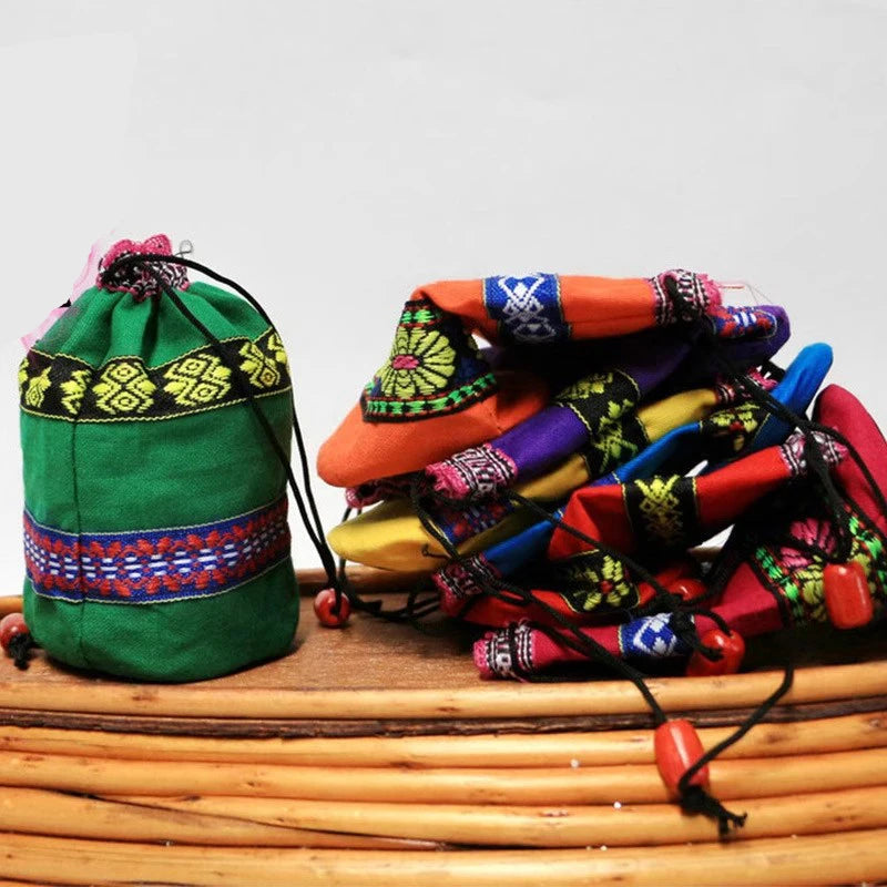30PCS/Lot Yunnan Ethnic Characteristic Craft Pu'er Colorful Small Cloth Bag Pu er Small Tea Cotton Bags Portable Storage
