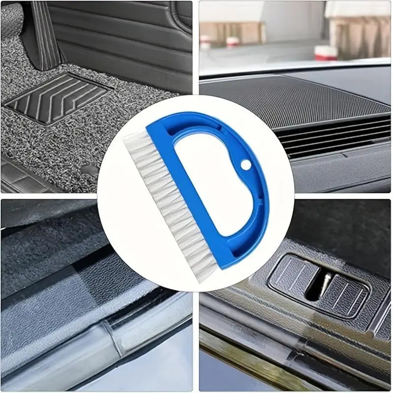 2pcs D Shaped Car Carpet Brush Fine Bristle Curved Handle Anti Slip Upholstery Cleaning Tool Plastic Car Maintenance Equipment